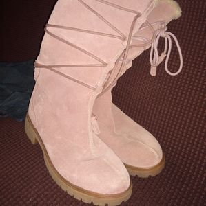 Timberland Pink Suede Waterproof Boots